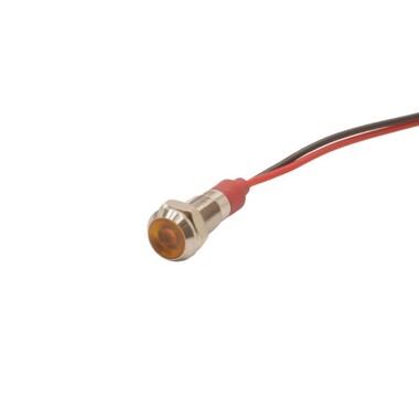  - 06L-P1 6mm 12-24V Kablolu Metal Sinyal Lambası - Sarı