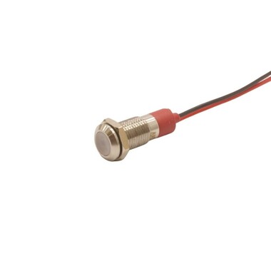  - 08L-P1 8mm 12-24V Kablolu Metal Sinyal Lambası - Beyaz