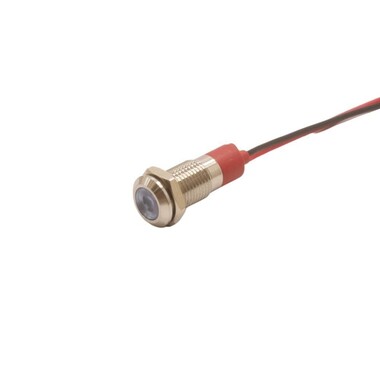  - 08L-P1 8mm 12-24V Kablolu Metal Sinyal Lambası - Mavi