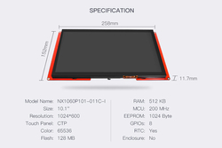 10.1 Inch Nextion HMI Display Kapasitif Ekran - Dokunmatik NX1060P101-011C-I - Thumbnail