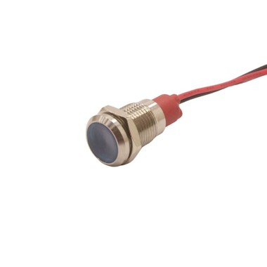  - 10L-P1 10mm 12-24V Kablolu Metal Sinyal Lambası - Mavi