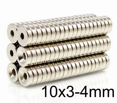  - 10X3-4mm Havşa Delikli Neodyum Güçlü Mıknatıs - Neodim Magnet