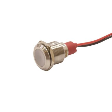  - 12L-P1 12mm 12-24V Kablolu Metal Sinyal Lambası - Beyaz