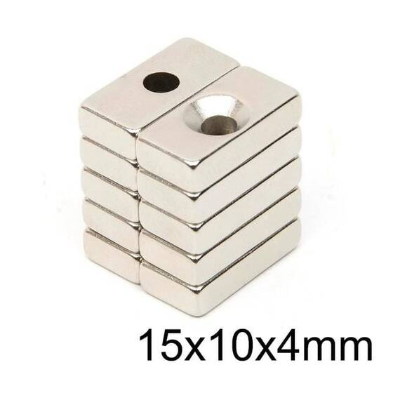 15X10x4-4mm Havşa Delikli Neodyum Güçlü Mıknatıs - Neodim Magnet