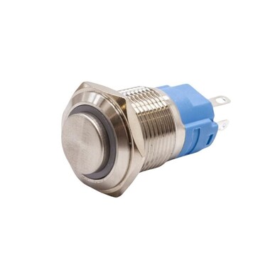  - 16A-G1-E 16mm Çıkık Yaylı Işıklı Metal Buton - Beyaz