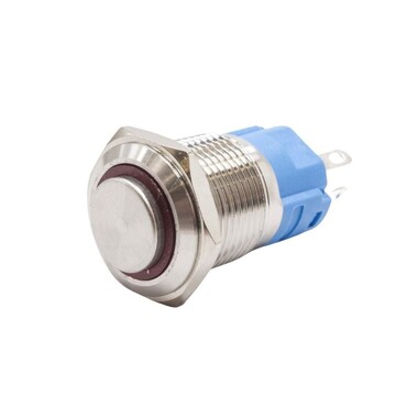  - 16A-G1Z-E 16mm Çıkık Anahtarlı Işıklı Metal Buton - Kırmızı