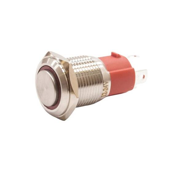 16D-G1Z-E 16mm Çıkık Anahtarlı Işıklı Metal Buton - Kırmızı