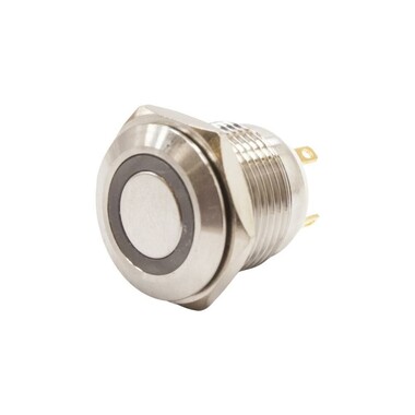  - 16H-P1-E 16mm Düz Yaylı Işıklı Metal Buton - Beyaz