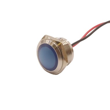  - 16L-P1 16mm 12-24V Kablolu Metal Sinyal Lambası - Mavi