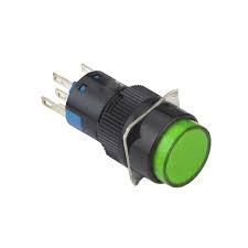Swion - 16mm Kalıcı Buton / Anahtar Yeşil 1NO/1NC Yuvarlak