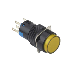 Swion - 16mm Yaylı Buton Sarı 1NO/1NC Yuvarlak