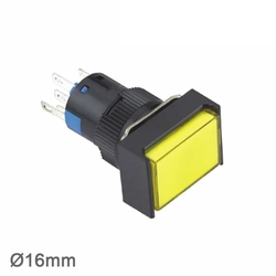 Swion - 16mm Yaylı Buton Yeşil 1NO/1NC Dikdörtgen