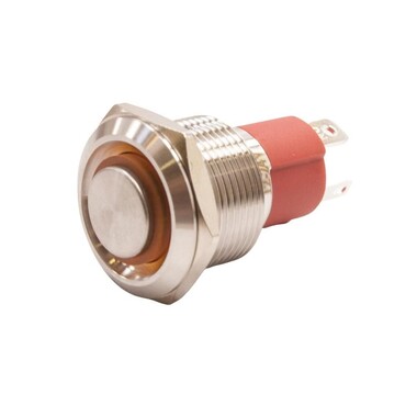  - 19D-G1-E 19mm Çıkık Yaylı Işıklı Metal Buton - Sarı