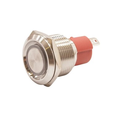  - 19D-P1-E 19mm Düz Yaylı Işıklı Metal Buton - Beyaz