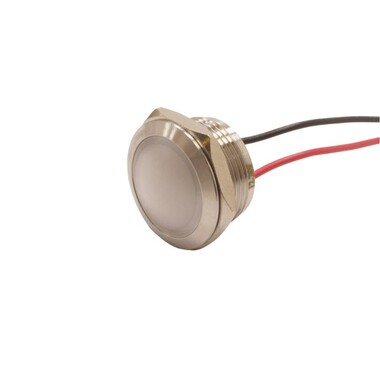  - 19L-P1 19mm 12-24V Kablolu Metal Sinyal Lambası - Beyaz