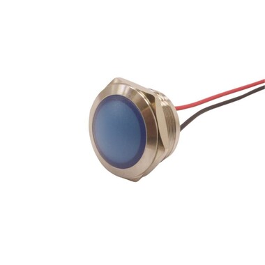  - 19L-P1 19mm 12-24V Kablolu Metal Sinyal Lambası - Mavi