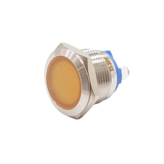 19L-P1 19mm 12-24V Metal Sinyal Lambası - Sarı