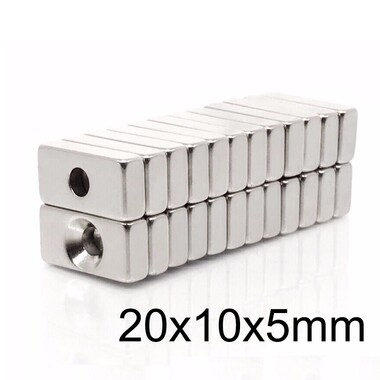 - 20X10x5-4mm Havşa Delikli Neodyum Güçlü Mıknatıs - Neodim Magnet