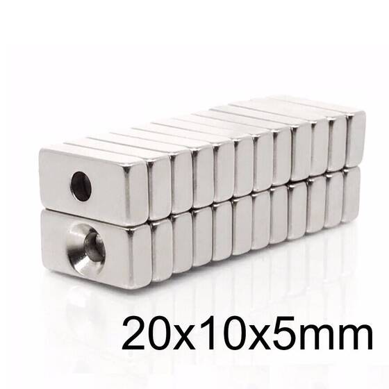 20X10x5-4mm Havşa Delikli Neodyum Güçlü Mıknatıs - Neodim Magnet