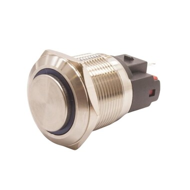  - 22E-G1-E 22mm Çıkık Yaylı Işıklı Metal Buton - Mavi