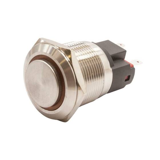 22E-G1-E 22mm Çıkık Yaylı Işıklı Metal Buton - Sarı