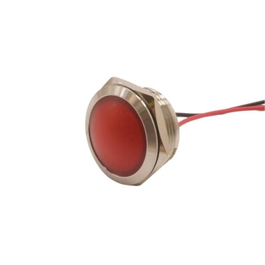  - 22L-P1 22mm 12-24V Kablolu Metal Sinyal Lambası - Kırmızı