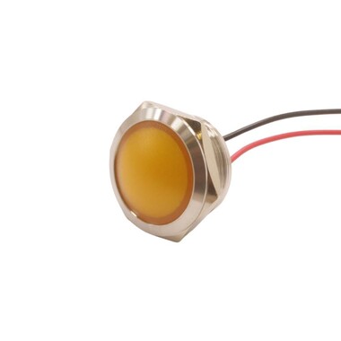  - 22L-P1 22mm 12-24V Kablolu Metal Sinyal Lambası - Sarı