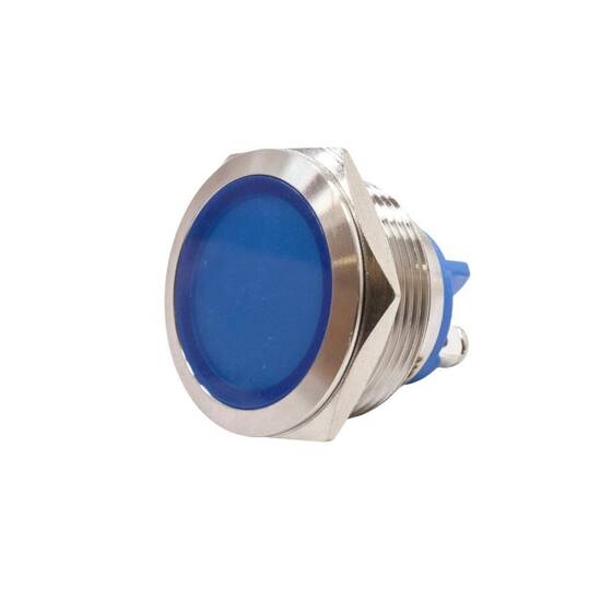 22L-P1 22mm 12-24V Metal Sinyal Lambası - Mavi