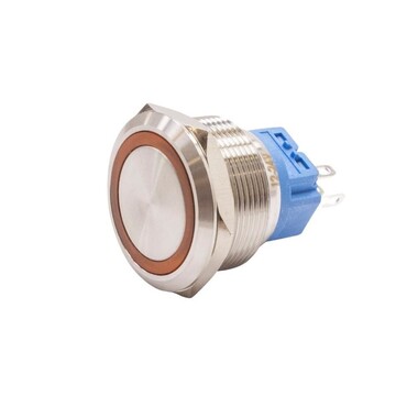  - 25B-P1Z-E 25mm Düz Anahtarlı Işıklı Metal Buton - Sarı