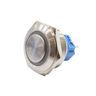  - 28B-G1-E 28mm Çıkık Yaylı Işıklı Metal Buton - Beyaz