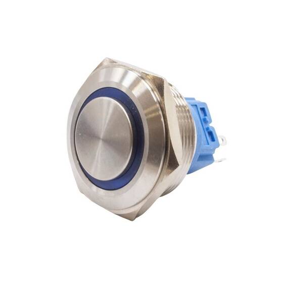 28B-G1Z-E 28mm Çıkık Anahtarlı Işıklı Metal Buton - Mavi