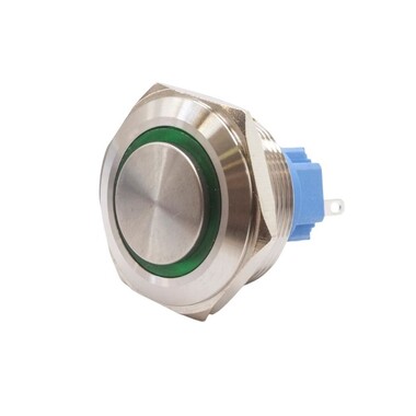  - 28B-G1Z-E 28mm Çıkık Anahtarlı Işıklı Metal Buton - Yeşil