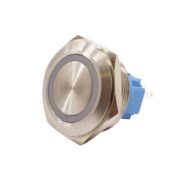  - 28B-P1-E 28mm Düz Yaylı Işıklı Metal Buton - Beyaz