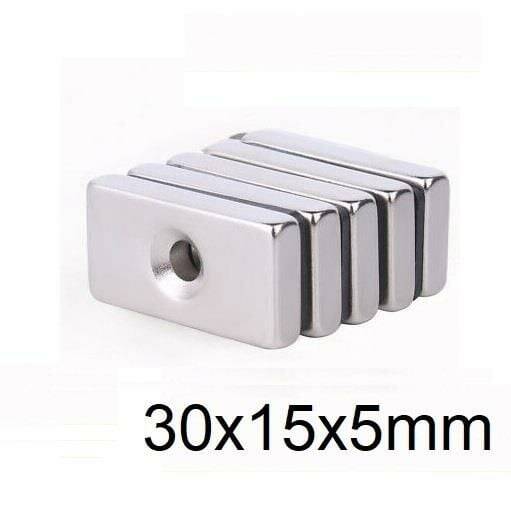 30X15x5-5mm Havşa Delikli Neodyum Güçlü Mıknatıs - Neodim Magnet