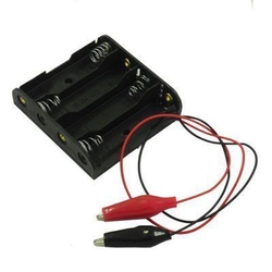 China - 4'lü AA Pil Yuvası - Krokodil Kablolu