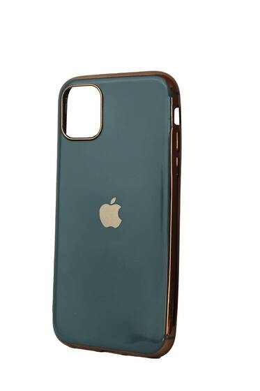 Çağla Yeşili İphone 11 Apple Logolu Lazer Kesim Silikon Kılıf