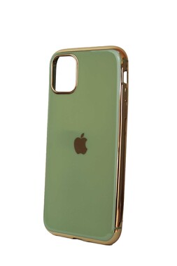  - Haki İphone, 11 Apple Logolu Lazer Kesim Silikon Kılıf