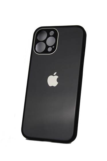 İphone 12 Pro max Kamera Korumalı Siyah Cam Kılıf