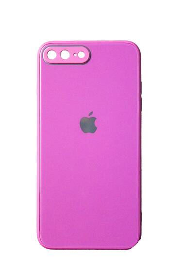 İphone 7 Plus Kamera Korumalı Pembe Cam Kılıf