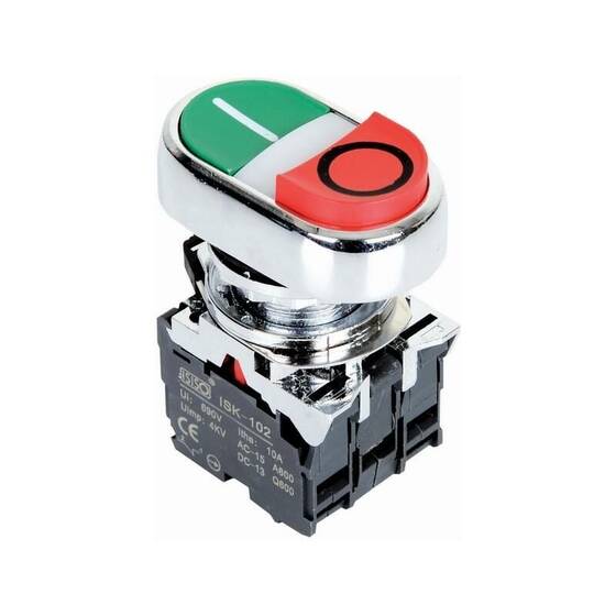 ISM-BW84M5 220V Metal Işıklı Çift Yaylı İkiz Buton