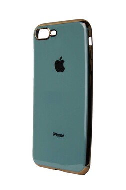  - Lacivert İphone 7 Plus - Apple Logolu Lazer Kesim Silikon Kılıf