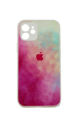  - Rainbow Beyaz İphone 12 Kamera Korumalı Cam Kılıf