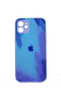  - Rainbow Mavi İphone 12 Kamera Korumalı Cam Kılıf