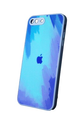  - Rainbow Mavi İphone 7 Plus Kamera Korumalı Cam Kılıf