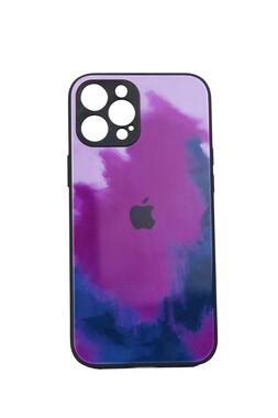  - Rainbow Mor İphone 12 Pro max Uyumlu Kamera Korumalı Cam Kılıf