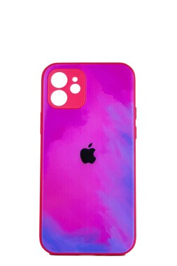  - Rainbow Pembe İphone 12 Kamera Korumalı Cam Kılıf