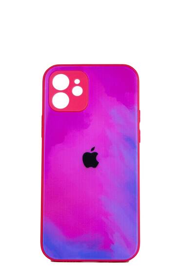 Rainbow Pembe İphone 12 Kamera Korumalı Cam Kılıf