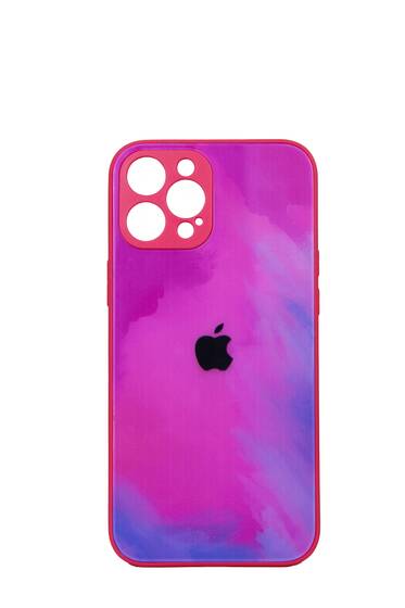 Rainbow Pembe İphone 12 Pro max Uyumlu Kamera Korumalı Cam Kılıf