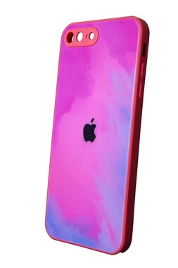 - Rainbow Pembe İphone 7 Plus Kamera Korumalı Cam Kılıf