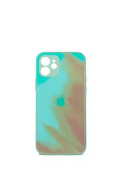  - Rainbow Yeşil İphone 12 Kamera Korumalı Cam Kılıf